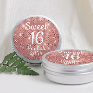 Roze Gouden Sweet 16 Meisje Verjaardag Cadeautjes Ronde Sticker