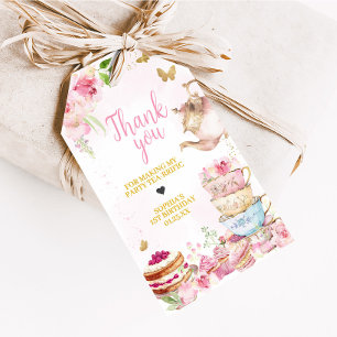 Roze Gouden Thee Par-Tea Verjaardagsfeest Favoriet Cadeaulabel