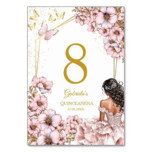 Roze Gouden Tiara Vlinder Quinceañera Kaart