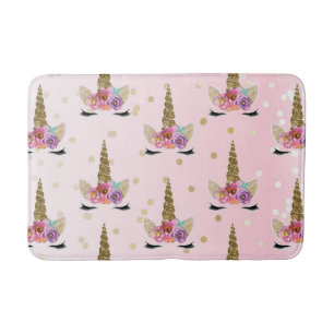 Roze & Gouden Trendy Moderne Eenhoorn Hoorn #2 Badmat