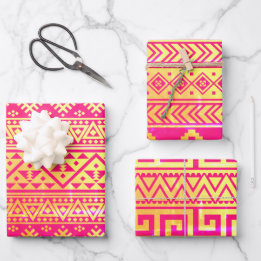 Roze gouden tribale geometrische inpakpapier vel