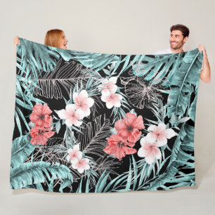 Roze Gouden Tropische Botanische Eiland Paradijs C Fleece Deken