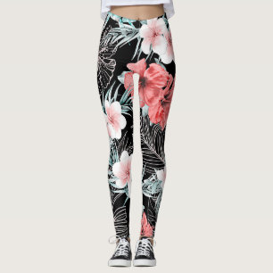 Roze Gouden Tropische Botanische Paradijs Eiland Leggings