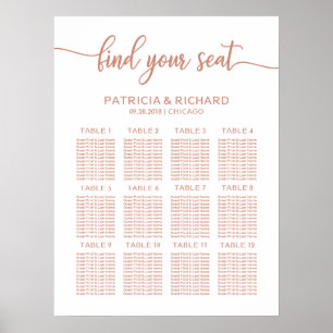 Roze Gouden Trouwstoelindeling Plan Bord Calligraf Poster