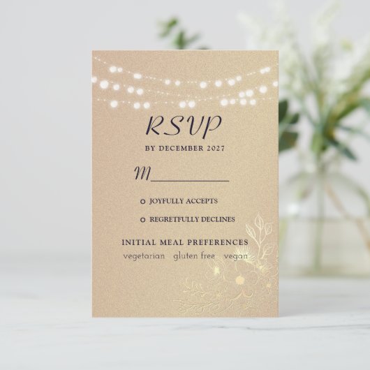 Roze Gouden Typografie Bruiloft RSVP Kaartje (Staand voorkant)