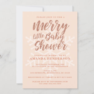 Roze Gouden Uitnodiging voor Merry Little Baby Sho