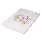 Roze Gouden UNICORN Regenboog Bloemen Meisjes NAAM Badmat (Gekanteld)