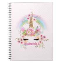 Roze Gouden UNICORN Regenboog Bloemen Meisjes NAAM