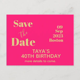 Roze Gouden Verjaardag Save The Date Briefkaart