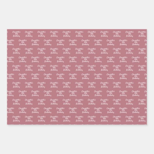 Roze gouden verjaardags naam script inpakpapier vel (Voorkant 2)