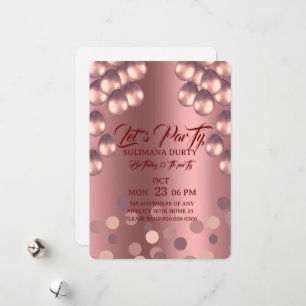Roze Gouden Verjaardags Uitnodiging Template: Late