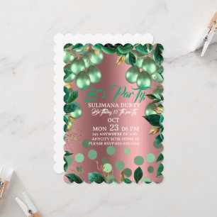 Roze Gouden Verjaardags Uitnodiging Template: Late