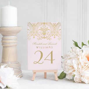 Roze Gouden Vintage Glamour Tafelnummerkaart Kaart