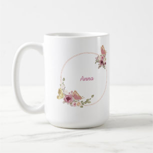 Roze Gouden Vlinder Bloem Latte Mok – Aangepaste N