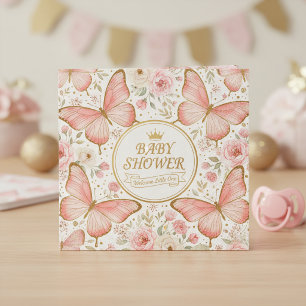 Roze Gouden Vlinder Bloemen Baby Shower Servet