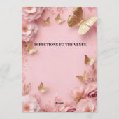 Roze Gouden Vlindertuin Uitnodiging (Achterkant)