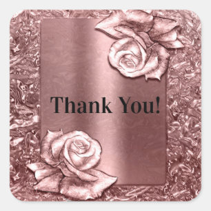 Roze Gouden Vloeibare Chroom Metallic Chic Feest F Vierkante Sticker