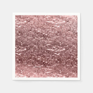 Roze Gouden Vloeibare Chroom Metallic Glam Feestje Servet