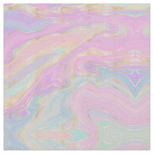 Roze Gouden Vloeibare Swirl Regenboog Marmer Stof