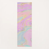 Roze Gouden Vloeibare Swirl Regenboog Marmer Yogamat (Voorkant)