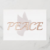 Roze Gouden Vrede over Duif Folie Feestdagenkaart (Voorkant)