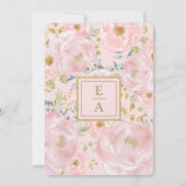 roze gouden Waterverf bloemenluxe bruiloft Kaart (Achterkant)