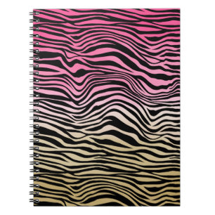Roze gouden Waterverf Zwarte Zebra Notitieboek