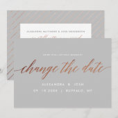 Roze Gouden Wijzig de Datum Trouwuitstelkaart Save The Date (Voorkant / Achterkant)