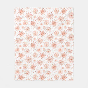Roze Gouden Wintervlokken op Wit Fleece Deken