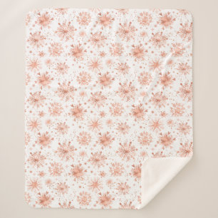 Roze Gouden Wintervlokken op Wit Sherpa Deken