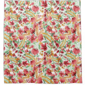 Roze gouden witte Waterverf Floral Pattern Douchegordijn (Voorkant)