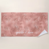 Roze Gouden Zebraprint Strandlaken (Voorkant)