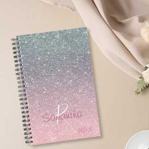 Roze Gouden Zilver Glitters Glans Jaarlijkse Monog Planner