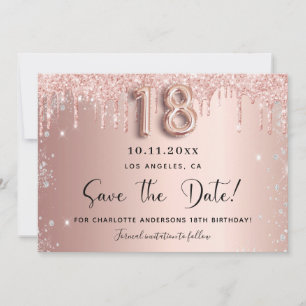 Roze gouden zilveren 18e verjaardag save the date