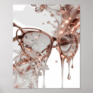 ROZE GOUDEN ZONNEBRIL MET WATERSPATTEN EN DIAMANTE POSTER
