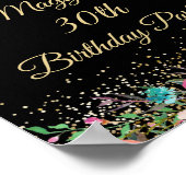 Roze goudfloral zwarte feestdag poster (Hoek)