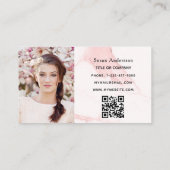 Roze goudfoto elegant QR-code Visitekaartje (Achterkant)