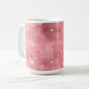 Roze goudglam Waterverf Love Heart Koffiemok