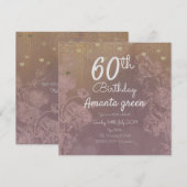 Roze goudglitter harten 60e verjaardag kaart (Voorkant / Achterkant)