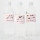Roze goudglitter sparkles bokeh gezoet 16 waterfles etiket (Flessen)