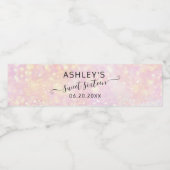 Roze goudglitter sparkles bokeh gezoet 16 waterfles etiket (Enkel label)