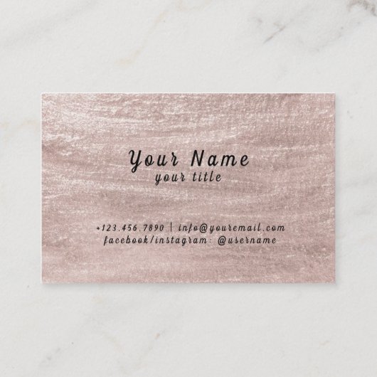 Roze goudglitter zwarte marmer achtergrond vector visitekaartje (Achterkant)