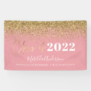 roze goudglitterscriptklasse afstuderen  spandoek