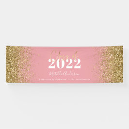 roze goudglitterscriptklasse afstuderen spandoek