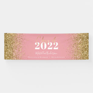roze goudglitterscriptklasse afstuderen spandoek