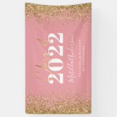 roze goudglitterscriptklasse afstuderen spandoek (Verticaal)