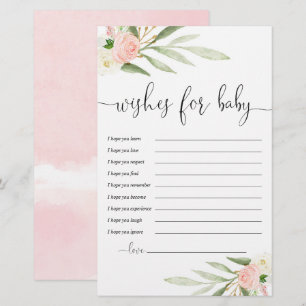Roze goudgroene wensen voor babymeisjeskaart