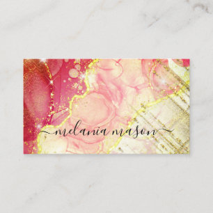 Roze goudhoudende vloeibare Waterverf Alcohol Ink  Visitekaartje