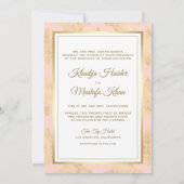 Roze goudkleurig goudkleurig moslimhuwelijk kaart (Achterkant)