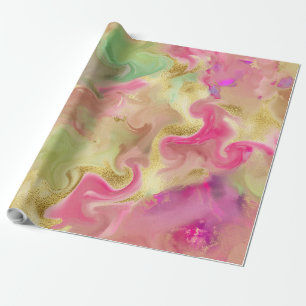 Roze, goudkleurig, groen, marmer papier voor verpa